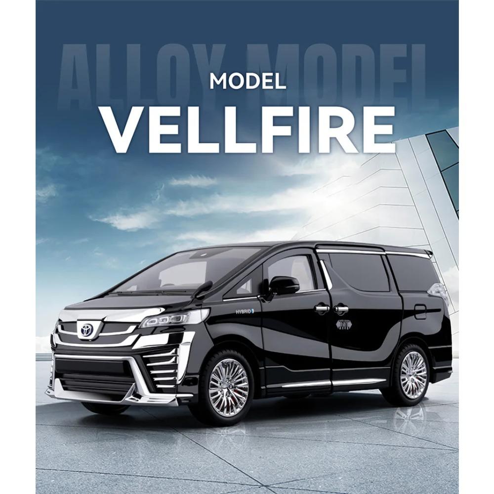 1/18 Toyota Vellfire MPV Automatic Door Alloy Car Model Sound and Light Pull Back Children's Toy Collectibles Birthday Gift