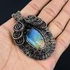 Labradorite Pendant, Handmade Gemstone 999 Copper Wire Wrapped Pendant Antique Jewelry, For Gift Silver Jewelry