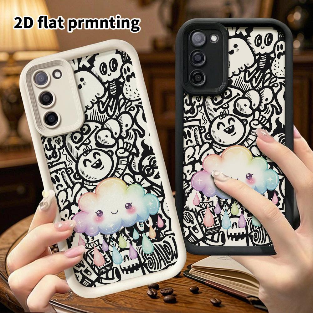 Phone Case: 2D Flat Samsung Galaxy A34 A35 M05 M06 S20 S22 S21 FE Plus 5G Protective Case, Rainbow Clouds, Christmas and Halloween Gift