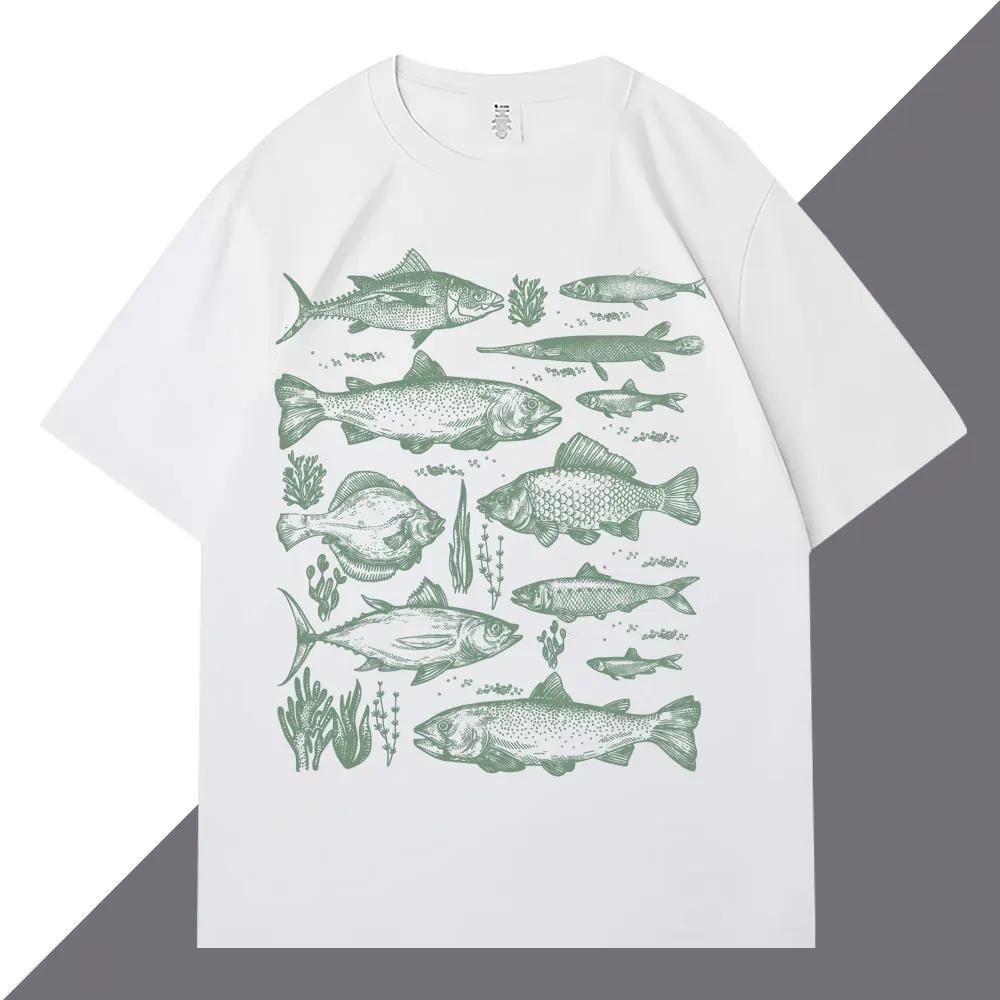 Underwater Fish Unisex Retro Style Fashion T-shirt Accommodation Casual T-shirt