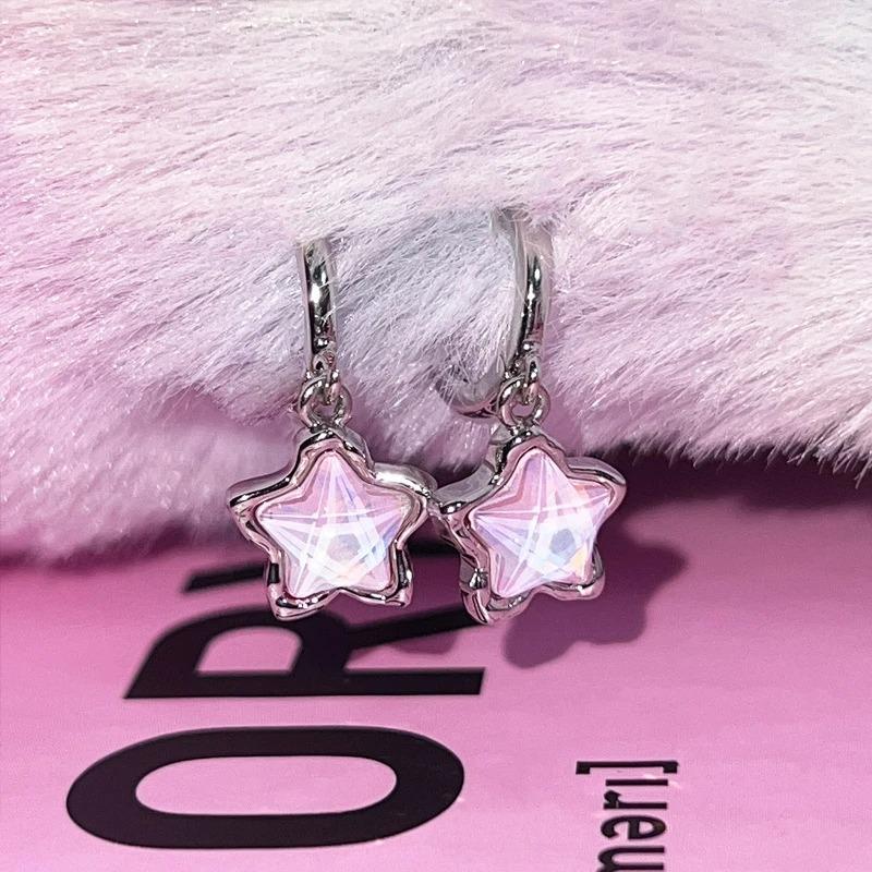 Shining Colorful Moonlight Stone Star Gothic Cute Dream Fairy Pendant Earrings for Egirl Y2K EMO 2000s Harajuku Vintage