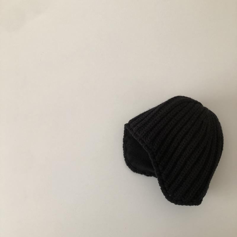 

Korean Infants and Young Children s Style Plus Velvet Thickened Children s Melon Skin Hat for Men and Women Baby Warm Ear Protection Knitted Hat one size