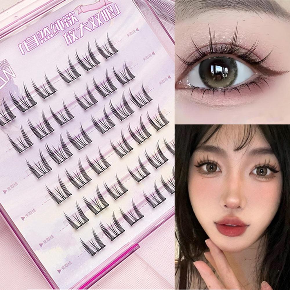 Glue Free Manga Lashes With Jelly Glue Strips 3D False Eyelashes Cat Elf Eyelashes  Party Supplies