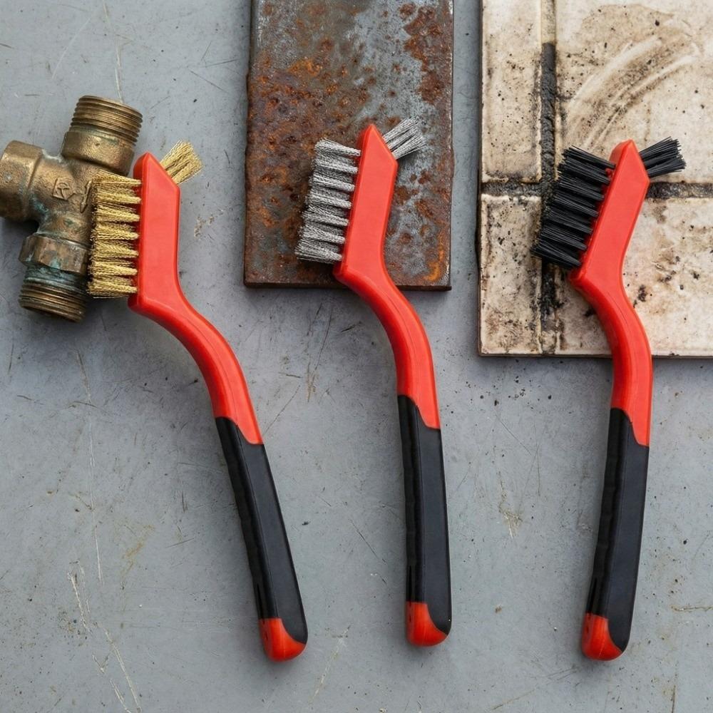 3PCS Double Head Wire Brush Set Mini Size Cleaning Wire Brush Metal Surface Polishing