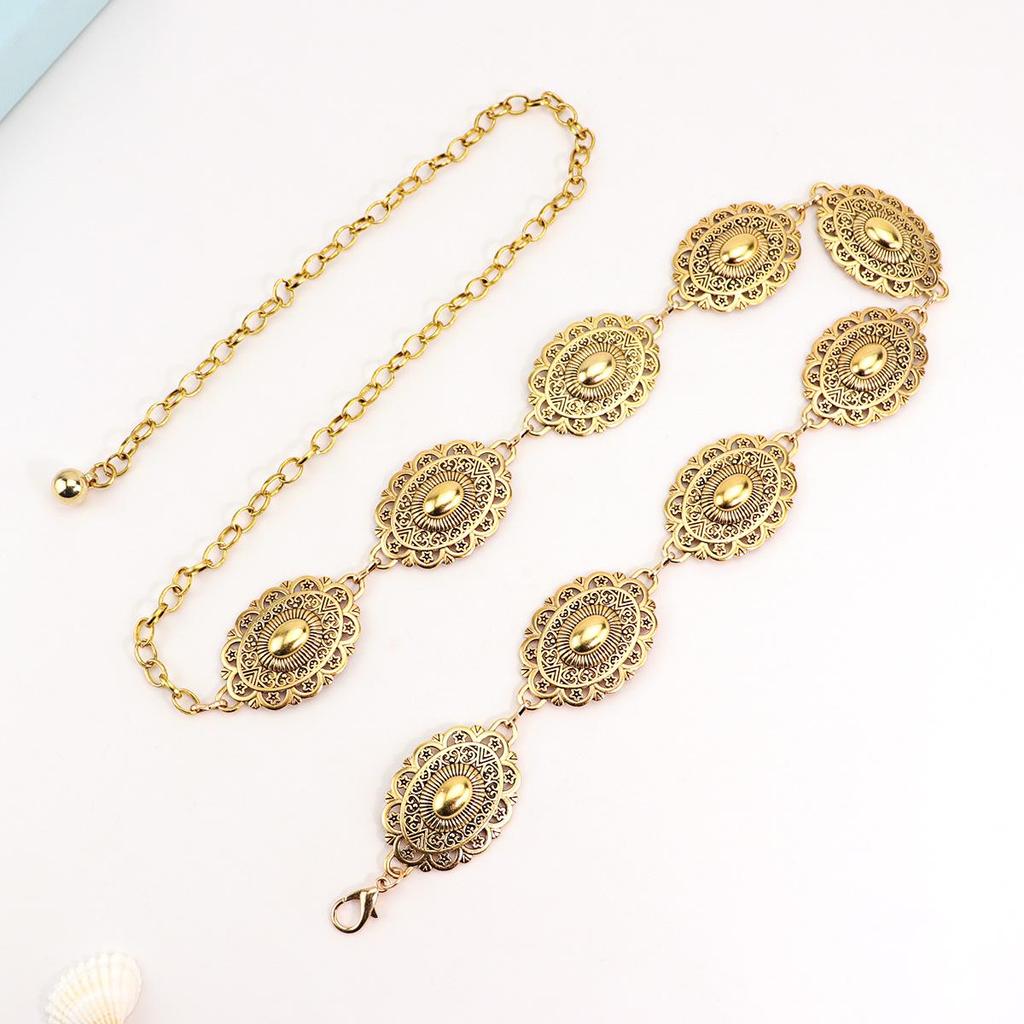 Vintage Elegant Metal Waist Chain - Ethnic Inspired, Fashionable Waist Accessory for Ladies