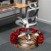 1pc Cat Portrait Chair Carpet for Office, Round Non-Slip Durable Large Size Office Carpet, Suitable for Office, Beautiful Decoration