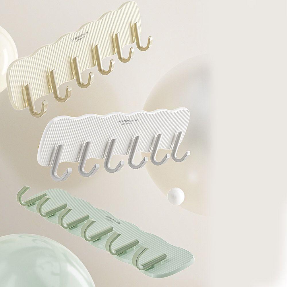 Wall Mounted Six Rows Hooks Heavy Duty Kitchen Storage Hook Towels Robe Hook  Home Organization