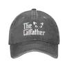 Vintage The CatFather Father Of Cats Funny Baseball Caps Unstructured Unisex Women Dad Gift Distressed Denim Sun Cap Activities Hat
