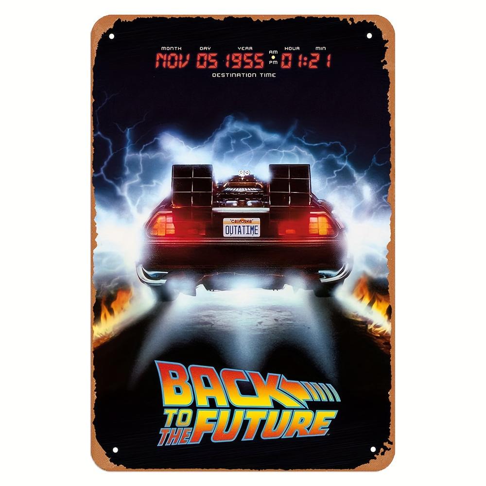 

Back to the Future Metal Tin Sign Wall Decor Retro Movie Poster Art with DeLorean Time MachineLightning Design Iron 20x30cm（7.8x11.8inch）