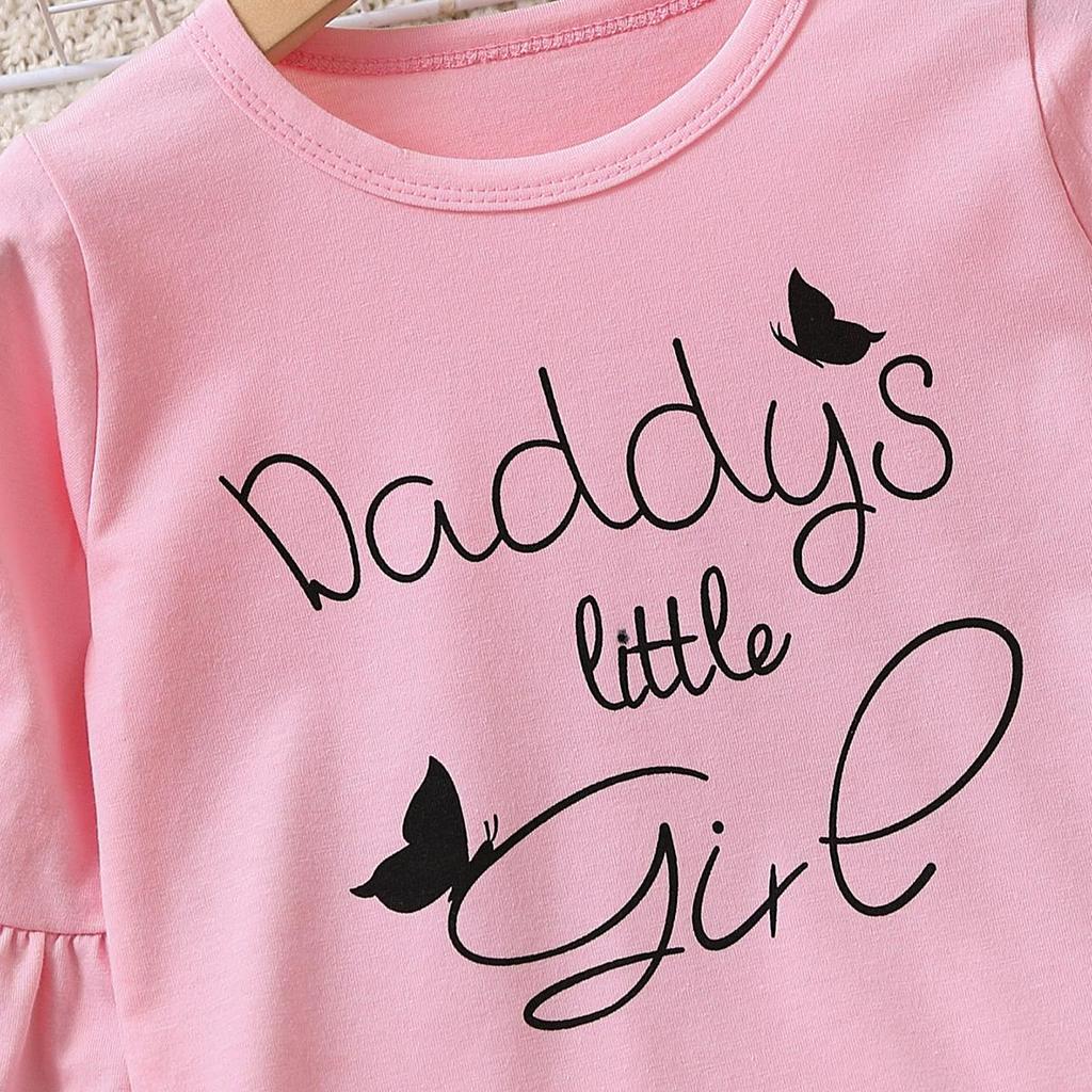 Girls Spring Autumn Long Sleeve Two Piece Set Bowknot Letter Print Leopard Flared Pants Toddler Girls Outfits Kids Fashion Clothing