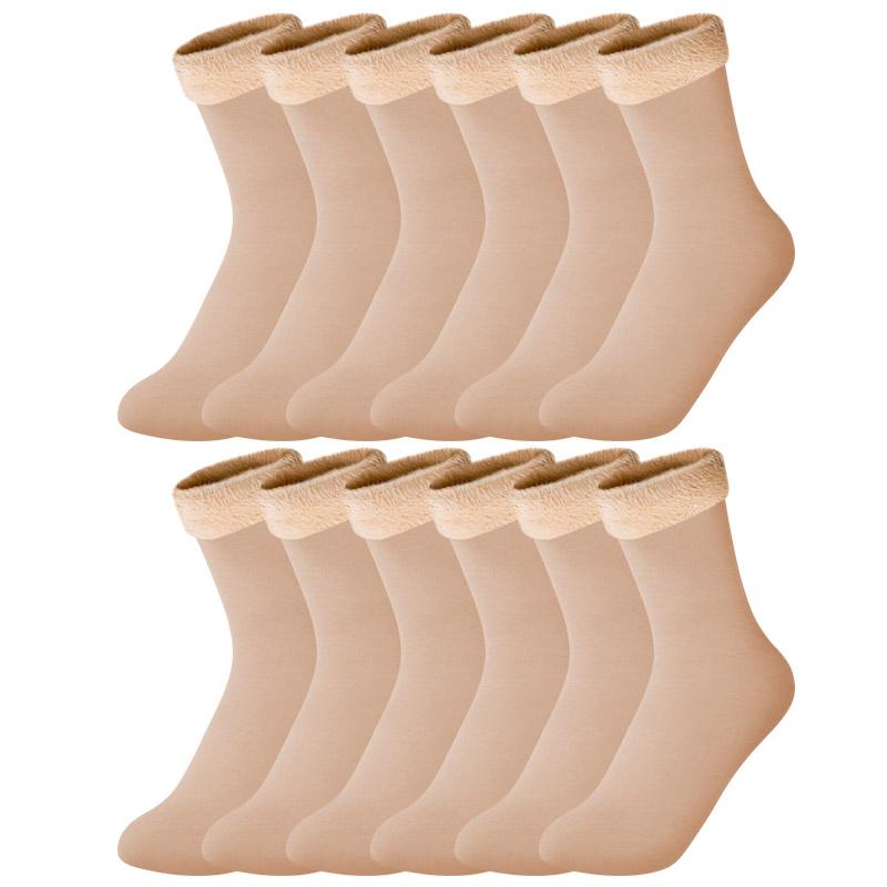 6/8/10Pairs/Lot Solid Color Winter Warm Men Women Socks Thicken Thermal Socks Soft Plus Velvet Socks Casual Home Floor Snow Sock