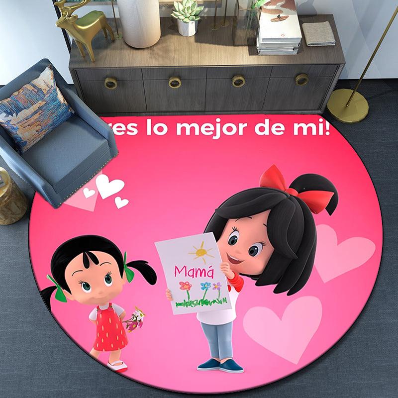 Cleo And Cuquin Round Rug for Livingroom,Bedroom, Palyroom, Chair Rug, Area rug, Circle Carpet, Fan Christmas gift