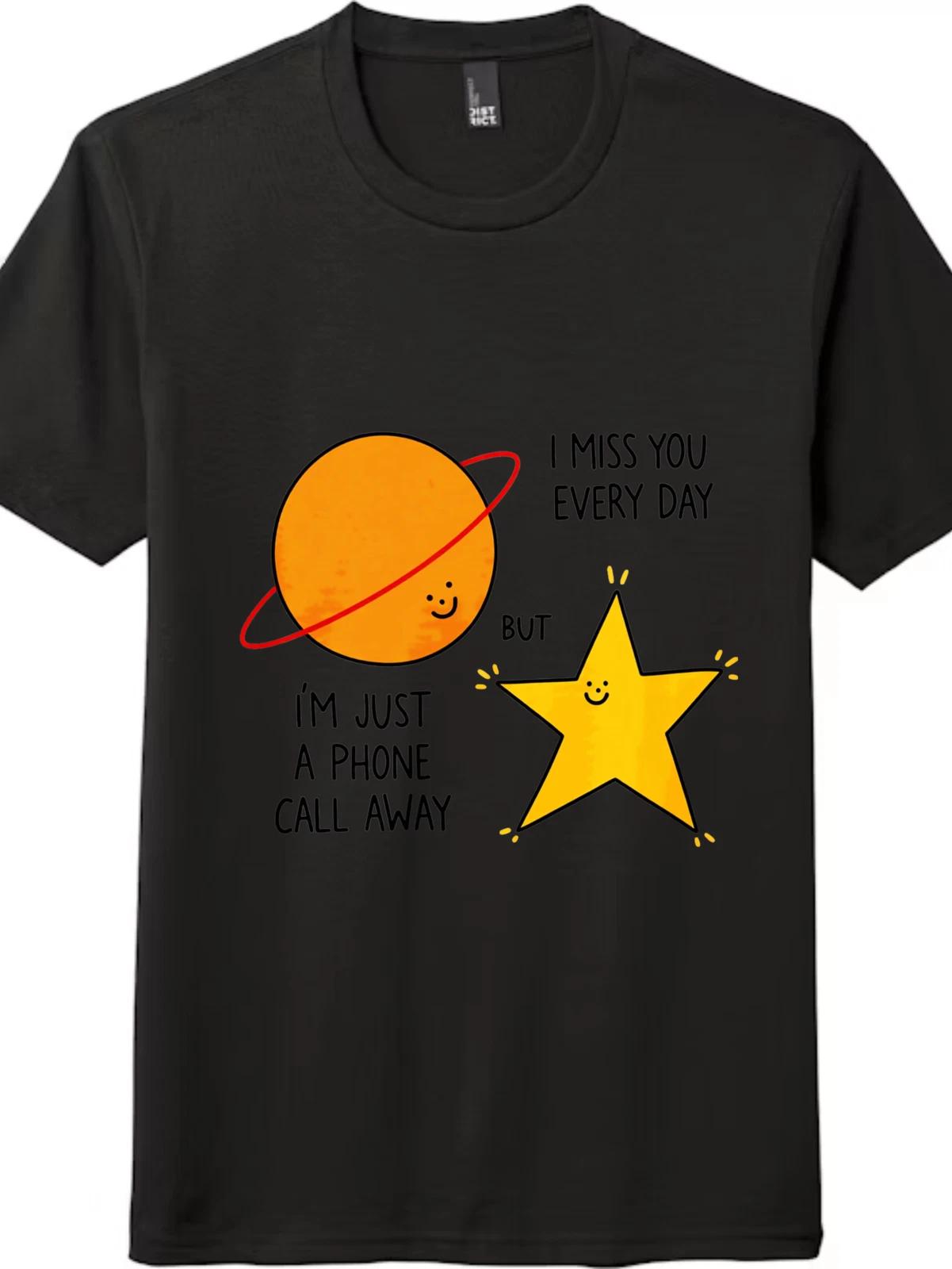 

Cute Planet & Star I Miss You T-Shirt - Long Distance Relationship Unisex Tee XL