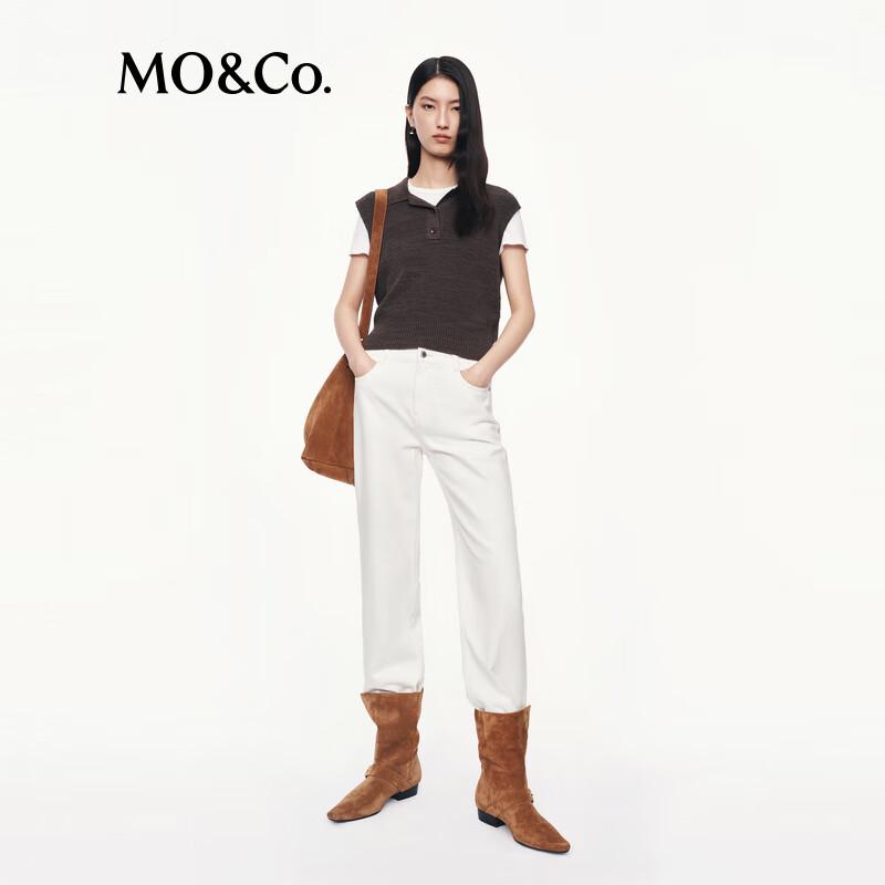 MO&Co. Sleeveless Wool Polo Top