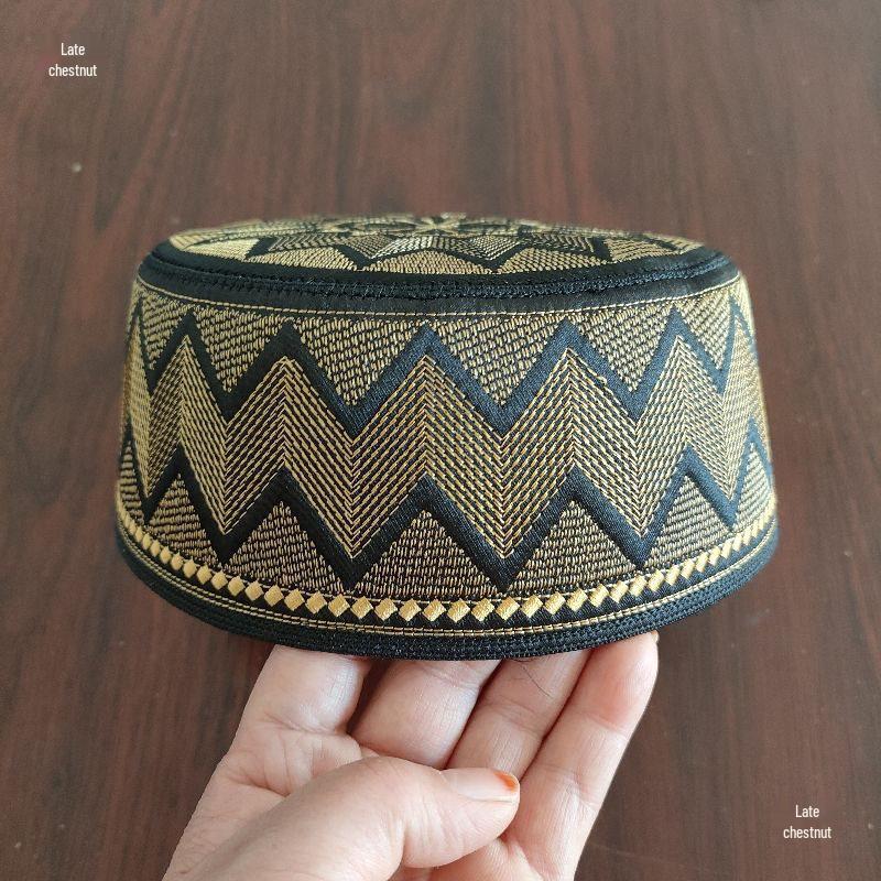 Men s Handsome Embroidered Prayer Hat - Retro Wave Pattern for Middle-aged & Elderly, Perfect for Spring & Autumn 55