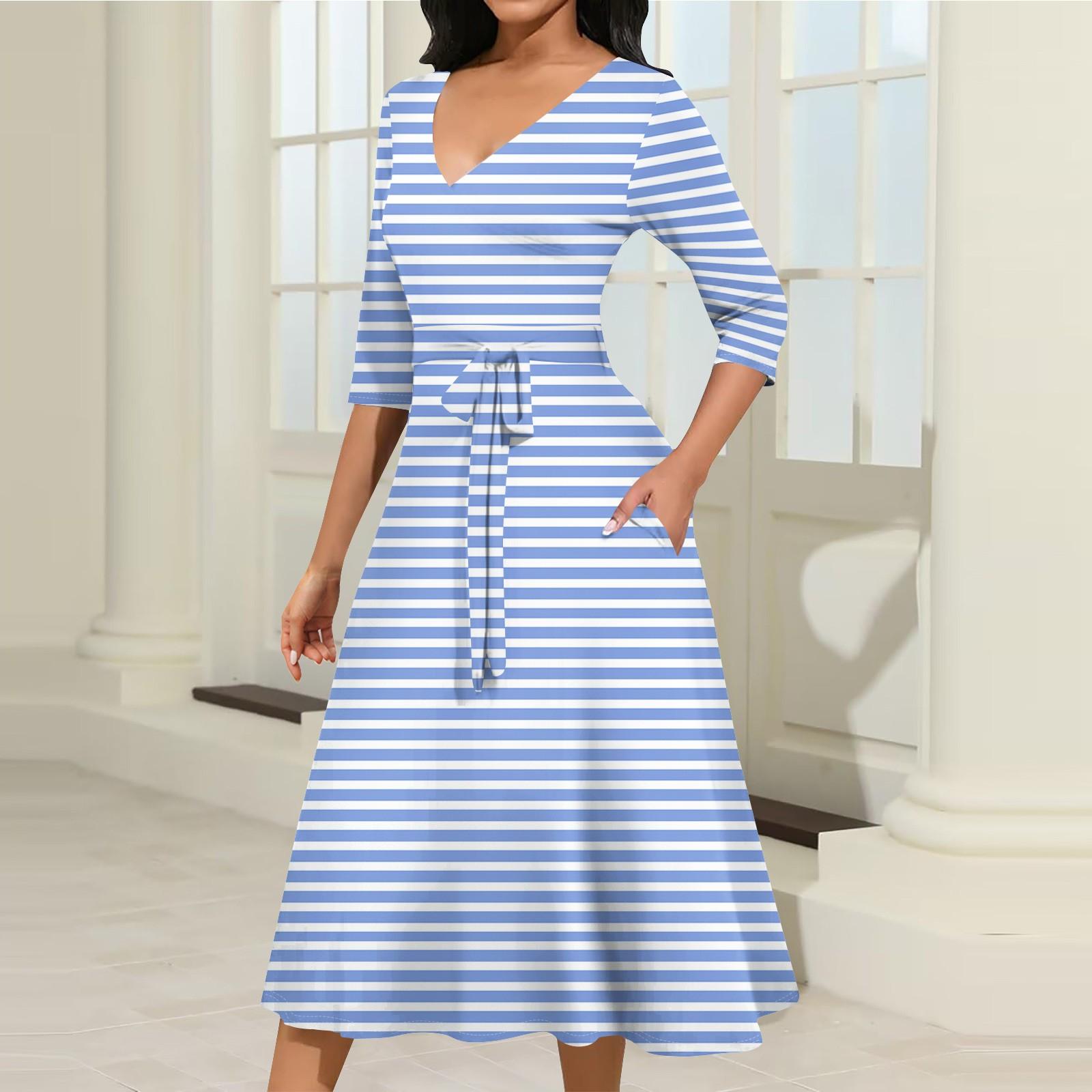 

Женское повседневное модное платье миди с V-образным вырезом и рукавом три четверти XXXL