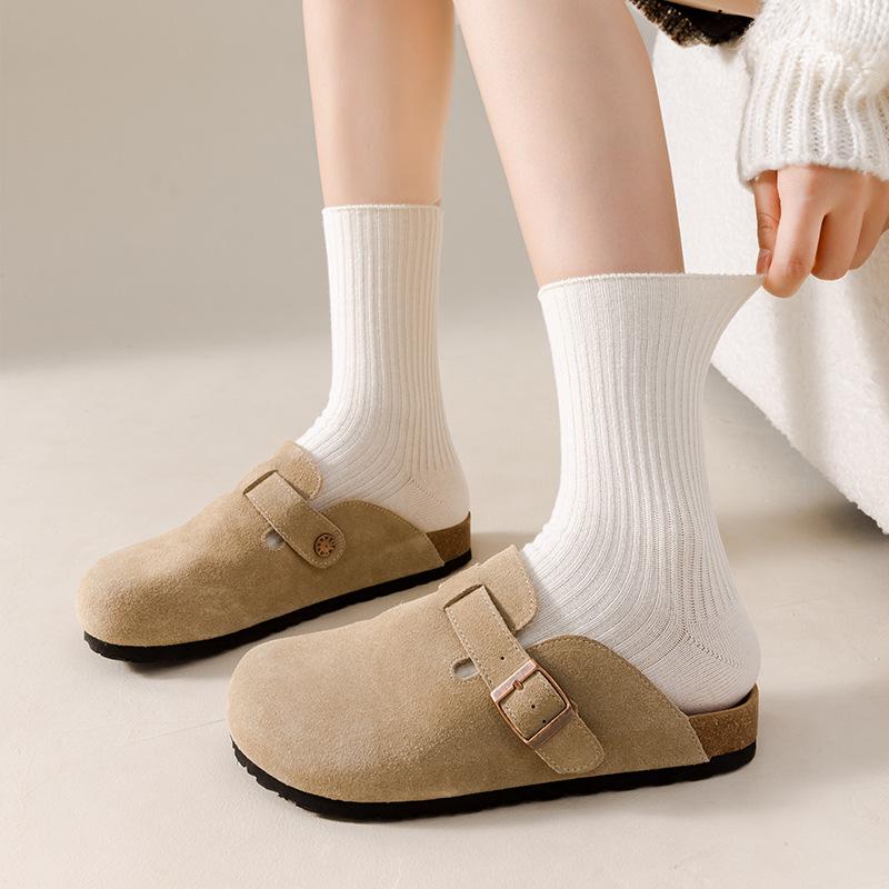 Women's Mid-Calf Cotton Striped Seamless Slouch Socks – Breathable, Casual, and Versatile for Autumn/Winter