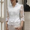 ZANZEA Women Summer V-Neck 3/4 Sleeve Lace Waist Blouses