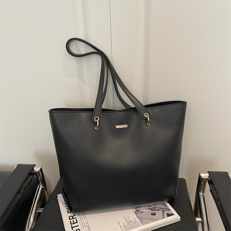 Women Large Capacity Tote Bag, Minimalist Contrast Handle Shoulder Handbag, Daily Commuter Top Handle Purse