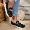 Metal Chain Platform Loafers Women's 2025 Autumn New Plus-size Low-top Shoes