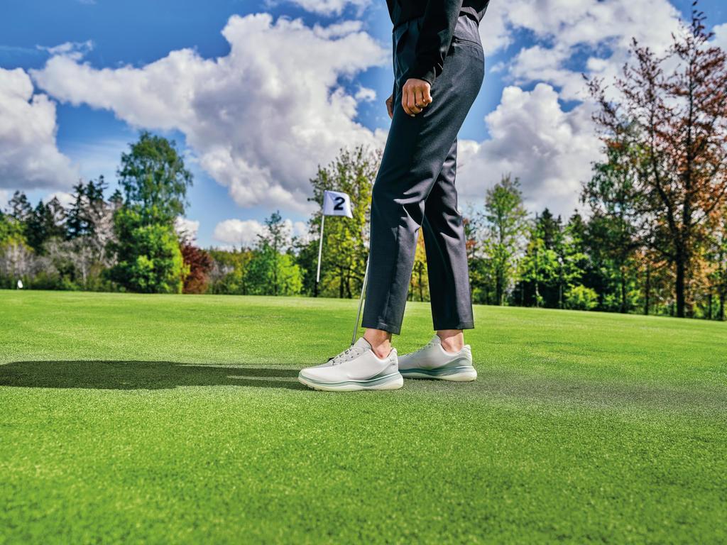 ECCO W GOLF LT1 Damen Hybrid Spikeless Golfschuhe, Echtes Leder, Wasserdicht, Weiß/Eisblume, Größe 24,5 cm, 3E