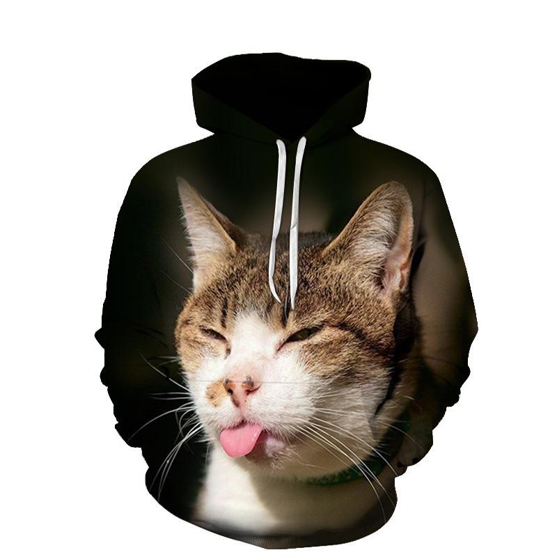 Autumn Cute Cat Pattern 3D Printed Hoodies Fashionable Casual Sports Long Sleeved Men's Hooded Sweatshirts