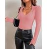 Women's Fashion Long Sleeve Casual Pullover Tops Autumn Winter Femme Knit Pull Sweater