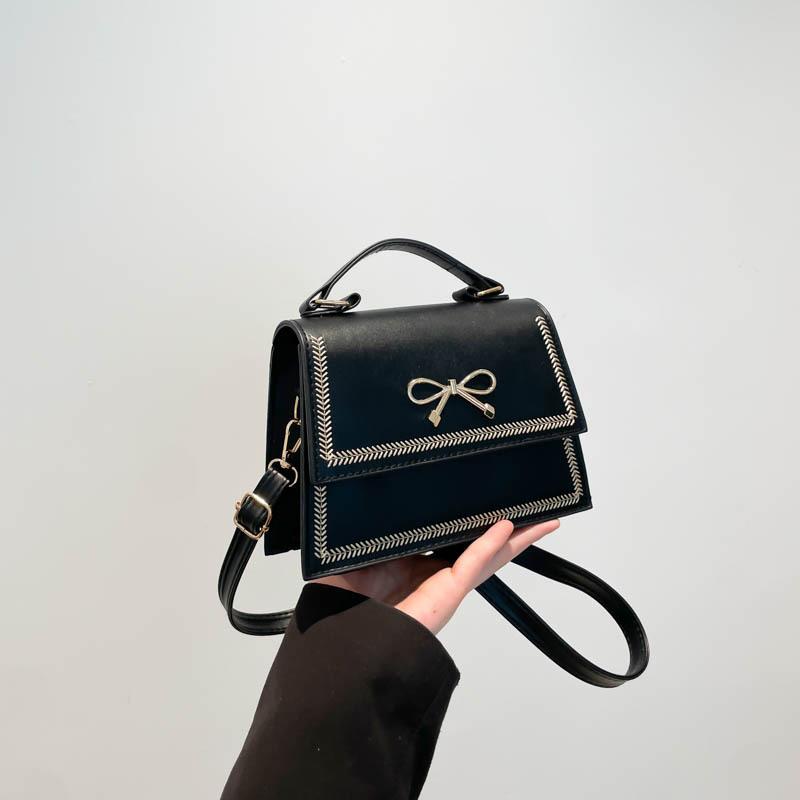 2025 summer new fashion large capacity simple casual texture solid color large capacity bow shoulder messenger bag
