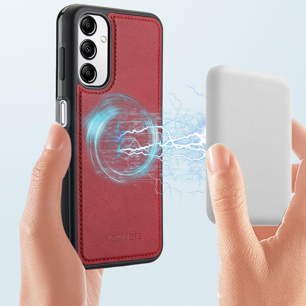 LC.IMEEKE For Samsung Galaxy A34 5G Magnetic Case Compatible with MagSafe Leather+TPU Back Cover