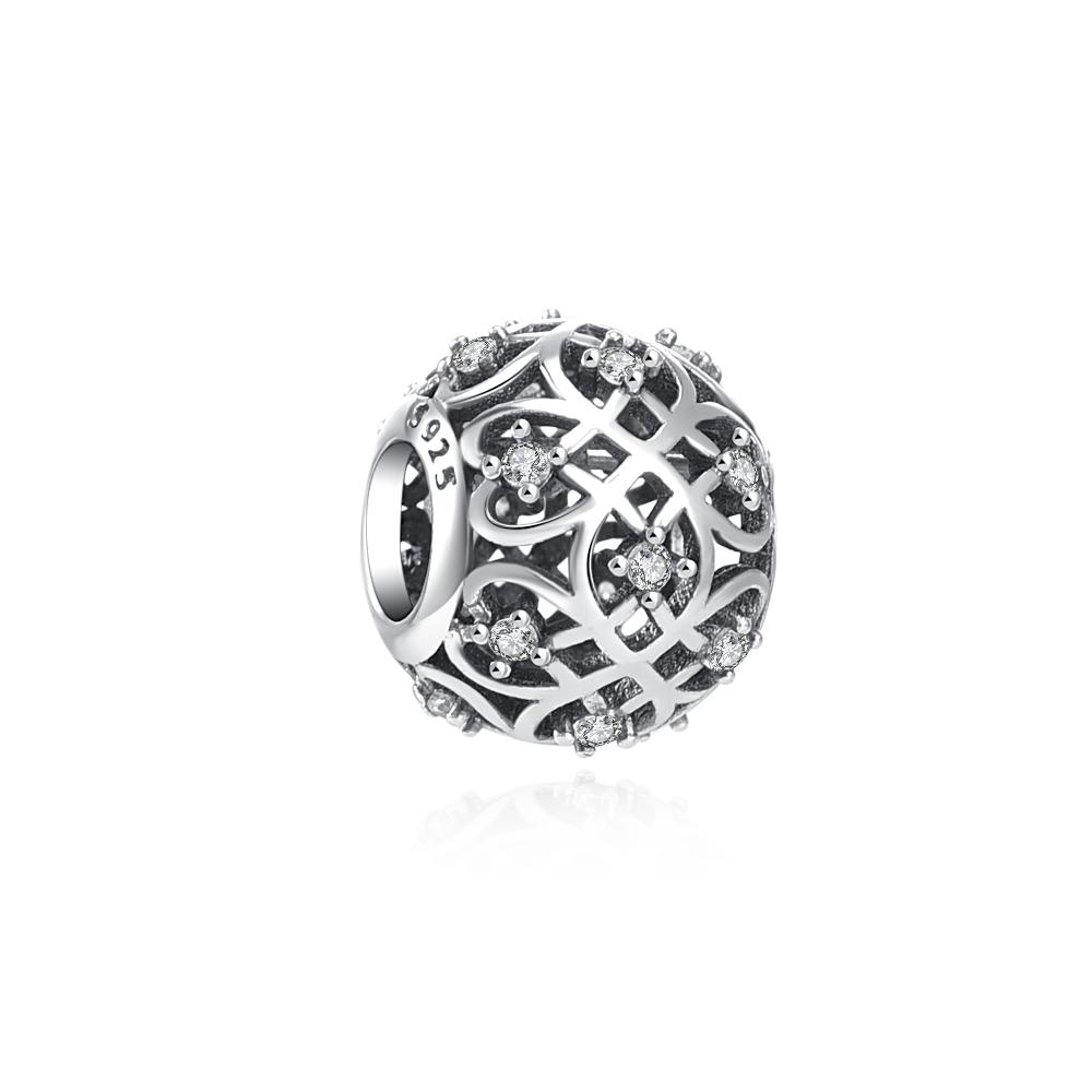 New Fashionable Copper Hollowed-Out Carving Beading Pendant Charm Fit Genuine Charms Fashion Bracelet Necklace Women Jewelry Gift