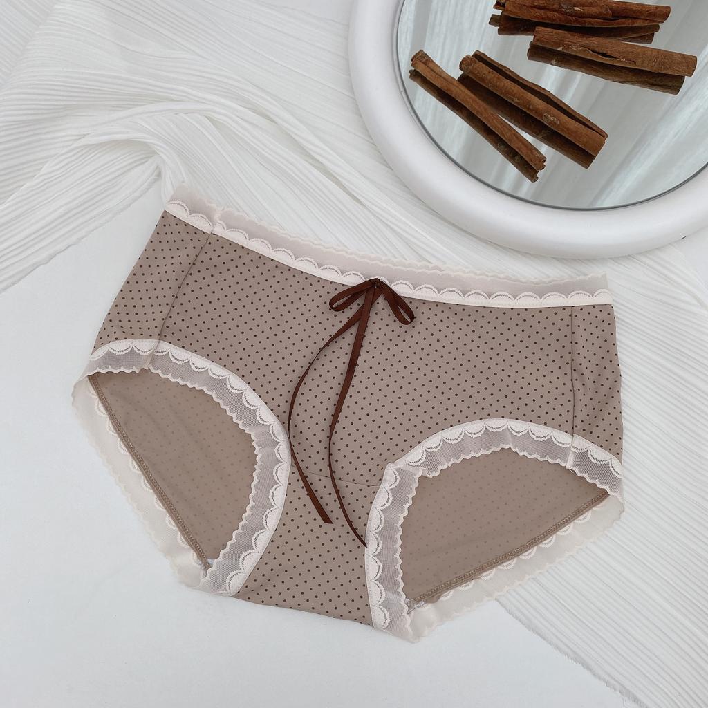 Sexy and Cute Women's Triangle Underwear Summer Comfortable and Breathable Printed Dots Star Dots Bow Ties and Ribbon Design