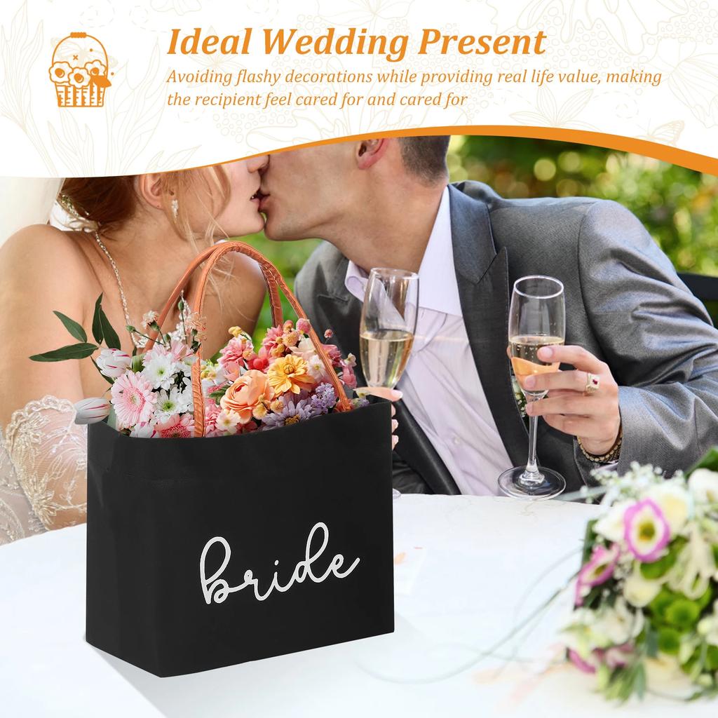 Bride Tote Bag Large Capacity Canvas Bags with Bride Lettering Shopping Handbag for Engagement Wedding Bachelorette Party Travel
