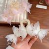 Fashion Simulation Butterfly Hair Clips Women Elegant Pearl Bow Ponytail Clip Sweet Crab Hair Claw Headdress Hair Accessories