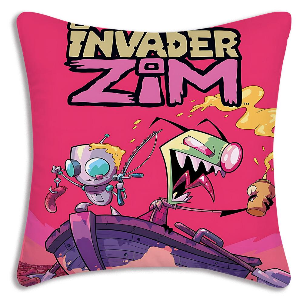 Invader Zim Cartoon Pillow Covers Cartoon Sofa Decorative Home Double-Sided Printing Short Plush Cute Cushion Cover