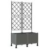 Planter with Trellis and Wheels 2 Pcs Light Gray PP