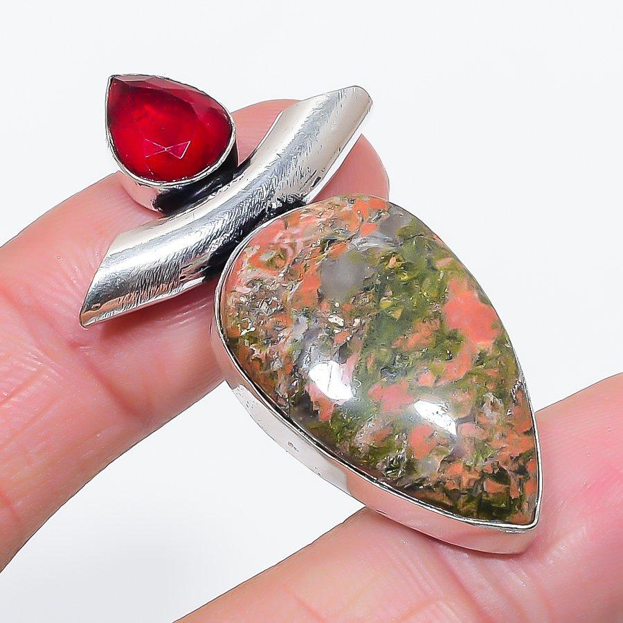 

Натуральный унакит, гранат, драгоценный камень, ювелирное изделие из стерлингового серебра 925 пробы, кулон 1,97 B2A98