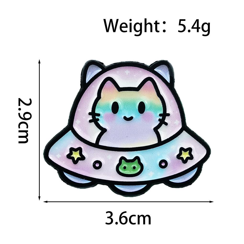 Pink Gradient Cartoon Cat Brooch: Cute Alien Kitten Backpack Badge, Versatile Alloy Ornament