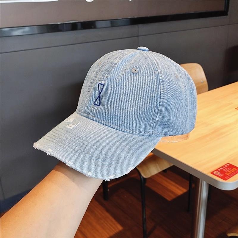 Denim Baseball Cap With Embroidered Letters For Casual Men And Women Spring синий