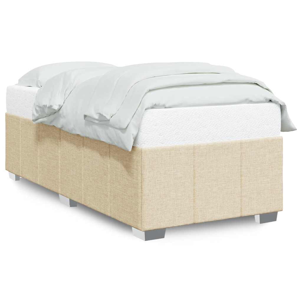 Bed Frame without Mattress Cream 100x200 cm Fabric
