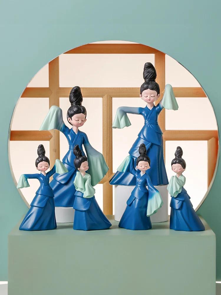 Resin Sculpture Ladies Handicraft Room Office Bookcase Female Ornaments Decor