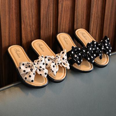 Children's Slippers Large, Medium and Small Girls' Sandals with Bows and Non-slip Outer Wear Girls' Soft-soled Slippers