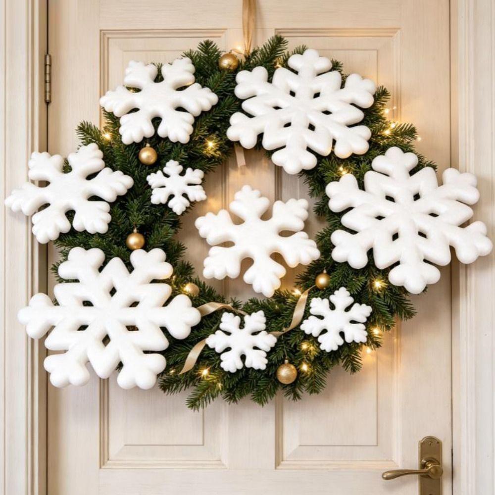 5/10pcs/Pack 8/20cm White Snowflakes Foam Window Decorations For Christmas Party Decor