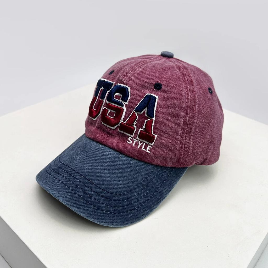 Washed Old Embroidered Baseball Cap Embroidered Baseball Cap European and American Retro Versatile Sun Protection Baseball Cap