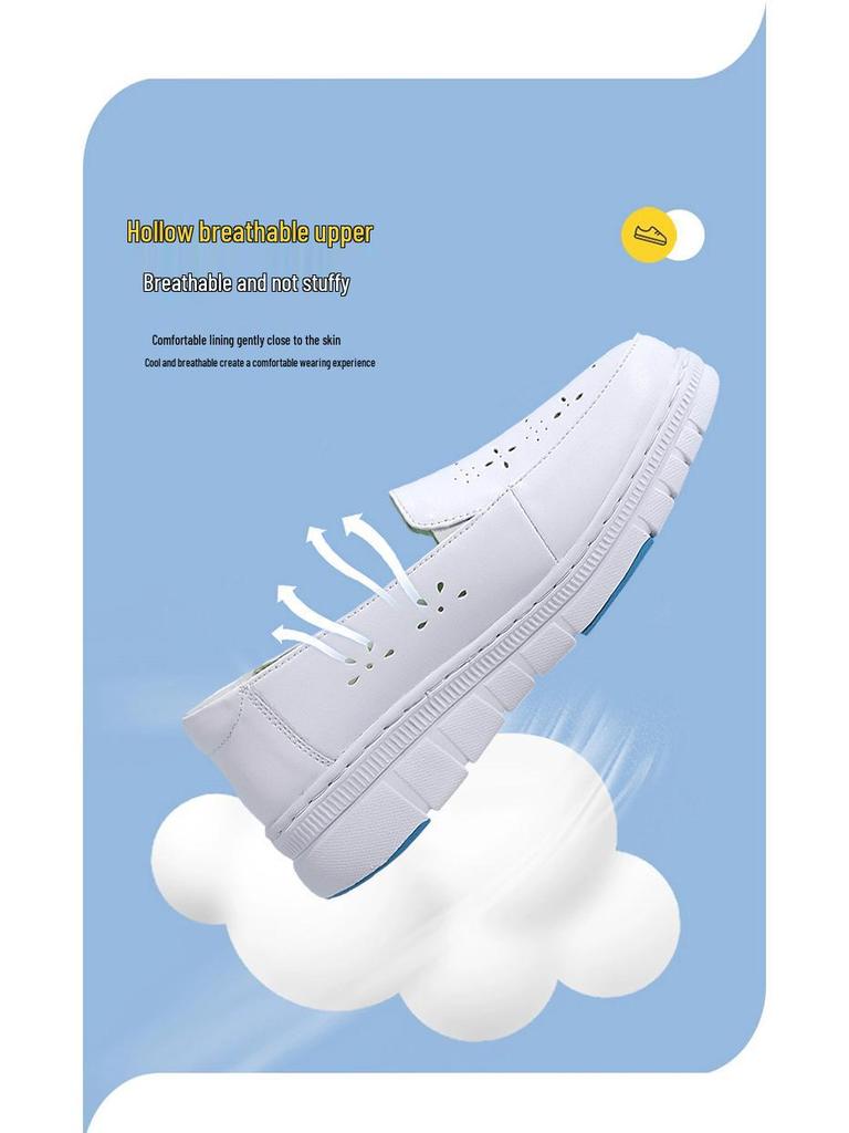 Scarpe da infermiera da donna impeccabili, suola morbida, traspiranti, antiscivolo - Calzature piatte comode per il lavoro in ospedale.