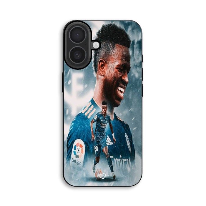 Coque Pour iPhone 18 Vinicius JR Real Madrid Bleu Wallpaper Maniacase