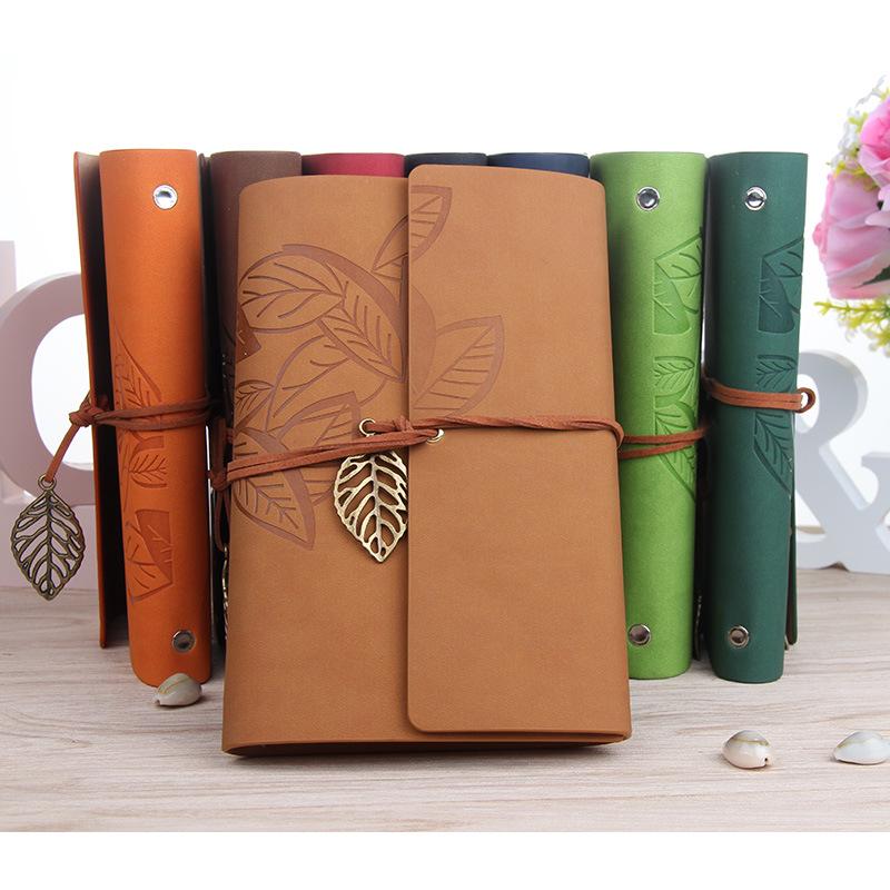 Retro Leaf Notebook School Office Stationery Diary Notepad Literature PU Leather Note Book Traveler Journal Planners Gifts