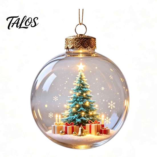 Garden Holiday Ornaments Glowing Christmas Story Ornament, Light-Up 3D Hanging Ball with Warm LED, Mini Decorative Spheres for Holidays Scene