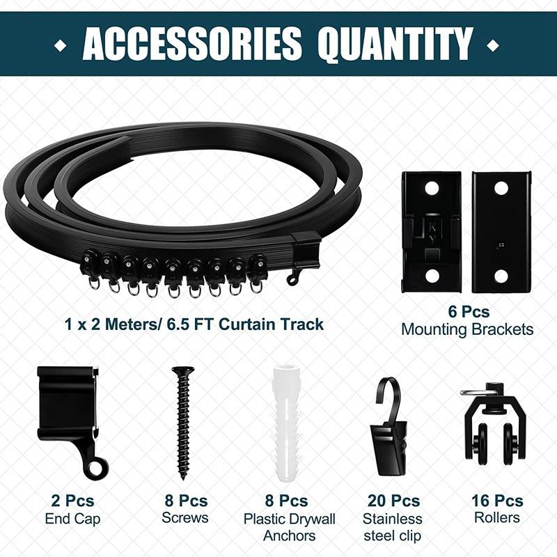 

Black Curtain Track Flexible Bendable Ceiling Installation Window Rooms Divider Noiseless RV Curtains Track Rail Rideaux Plafond Ceiling installation