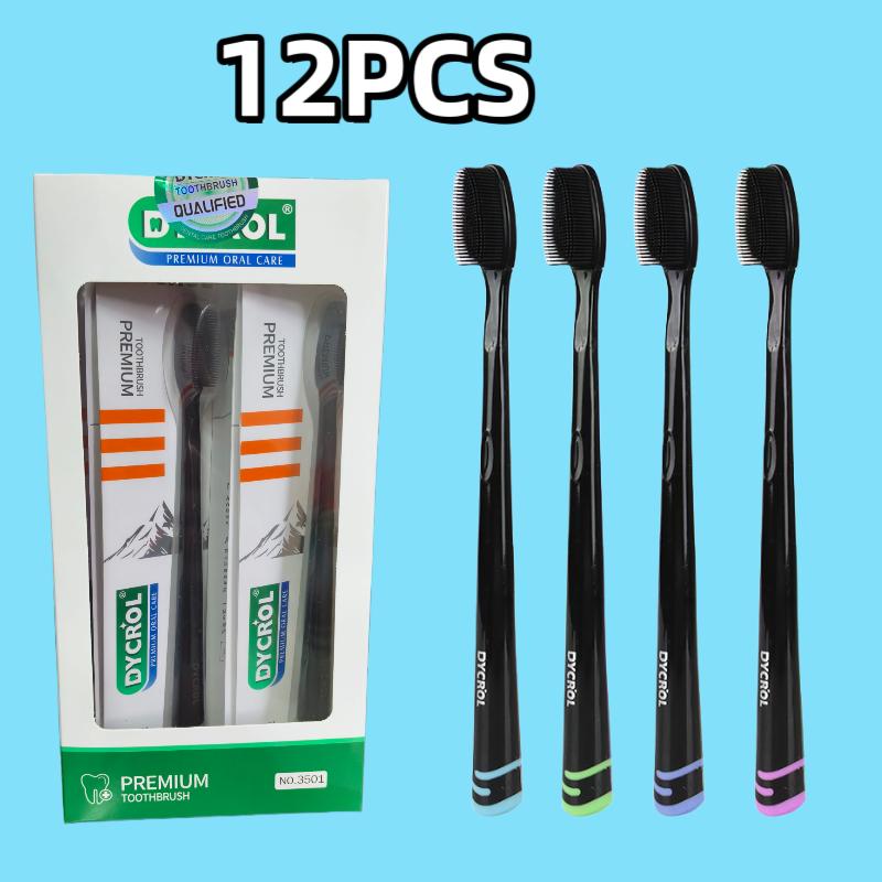 

12 шт. в случайной упаковке черные нано-силиконовые зубные щетки, черные нано-зубные щетки с древесным углем, зубные щетки для взрослых, бытовые дорожные, защита десен