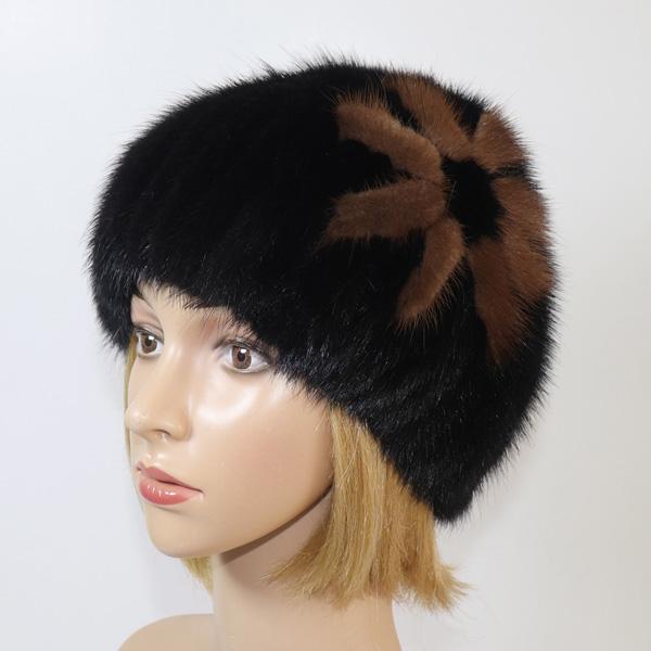 New Style Women Winter Real Mink Fur Hat Lady Warm 100% Genuine Real Fur Hat Good Elastic Knitted Genuine Mink Fur Caps